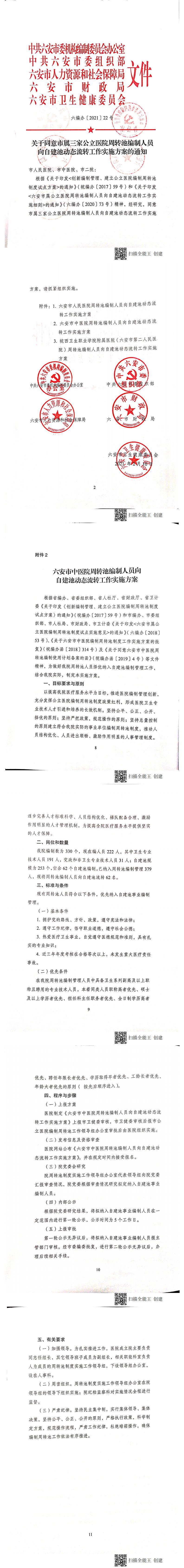 六編辦〔2021〕22號關(guān)于同意市屬三家公立醫(yī)院周轉(zhuǎn)池編制人員向自建池動態(tài)流轉(zhuǎn)工作實施方案通知（中醫(yī)院）_0.jpg